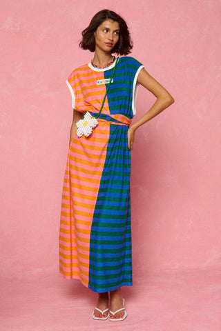 karavan clothing fashion spring summer 26 nai weekendwear collection linda dress orange pink blue red lines