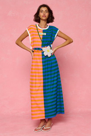 karavan clothing fashion spring summer 26 nai weekendwear collection linda dress orange pink blue red lines