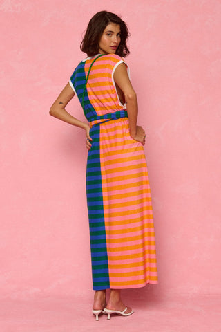 karavan clothing fashion spring summer 26 nai weekendwear collection linda dress orange pink blue red lines