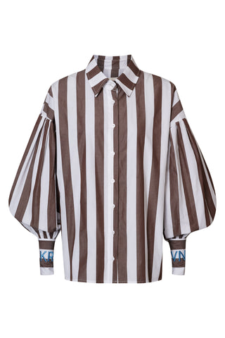 karavan clothing fashion fall winter 25 homecoming krvn collection lisvel shirt brown stripes