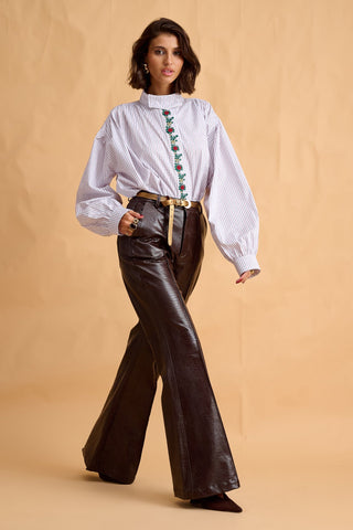 karavan clothing fashion fall winter 25 homecoming collection lilian shirt white floral embroidery