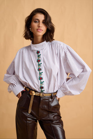 karavan clothing fashion fall winter 25 homecoming collection lilian shirt white floral embroidery