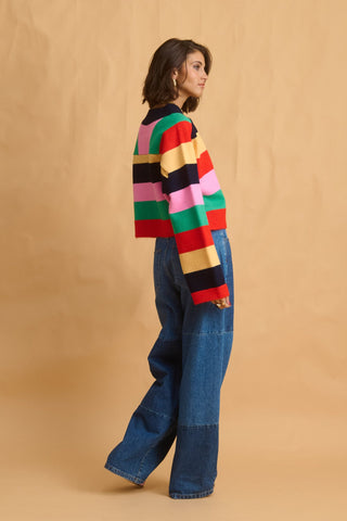 karavan clothing fashion fall winter 25 homecoming collection lucy knitted top multicolor stripes