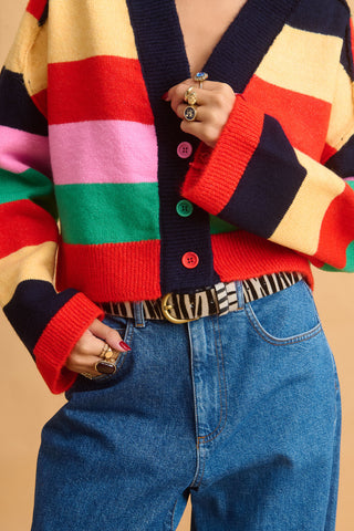 karavan clothing fashion fall winter 25 homecoming collection lucy knitted top multicolor stripes