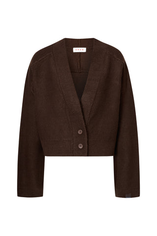 karavan clothing fashion fall winter 25 homecoming krvn collection maeve knitted cardigan brown