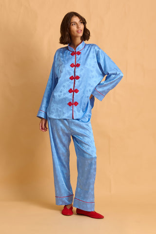 karavan clothing fashion fall winter 25 homecoming homeware collection mandarin shirt light blue