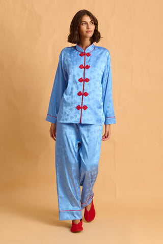 karavan clothing fashion fall winter 25 homecoming homeware collection mandarin shirt light blue