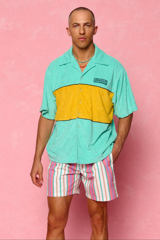 karavan clothing fashion spring summer 26 men nai collection marin swimwear pink white stripes