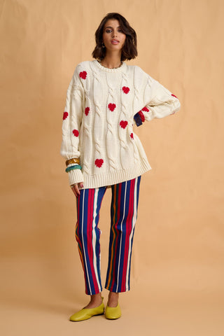 karavan clothing fashion fall winter 25 homecoming krvn collection marlee pullover ivory red hearts