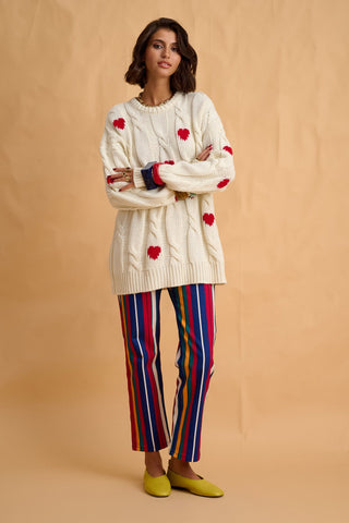 karavan clothing fashion fall winter 25 homecoming krvn collection marlee pullover ivory red hearts