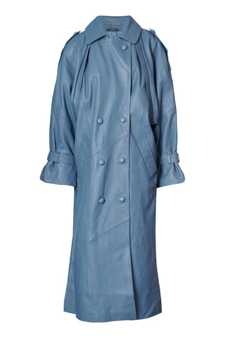 karavan clothing fashion fall winter 25 homecoming collection marlon coat leather blue