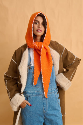 karavan clothing fashion fall winter 25 homecoming collection wanda balaclava scarf orange