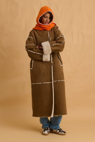 karavan clothing fashion fall winter 25 homecoming collection megan coat brown