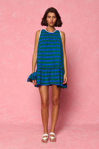 karavan clothing fashion spring summer 26 nai weekendwear collection melanie mini dress blue green lines