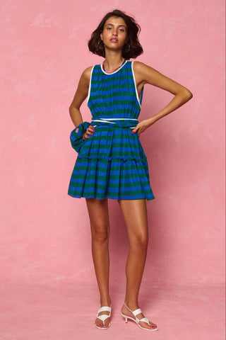 karavan clothing fashion spring summer 26 nai weekendwear collection melanie mini dress blue green lines