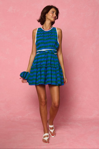 karavan clothing fashion spring summer 26 nai weekendwear collection melanie mini dress blue green lines