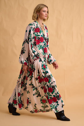 karavan clothing fashion fall winter 25 homecoming collection miranda dress ivory green red carnation