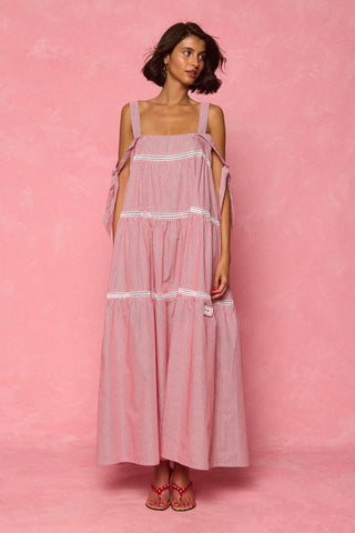 karavan clothing fashion spring summer 26 nai weekendwear collection muse dress red stripes