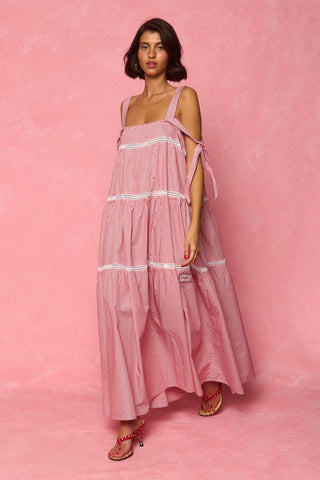 karavan clothing fashion spring summer 26 nai weekendwear collection muse dress red stripes