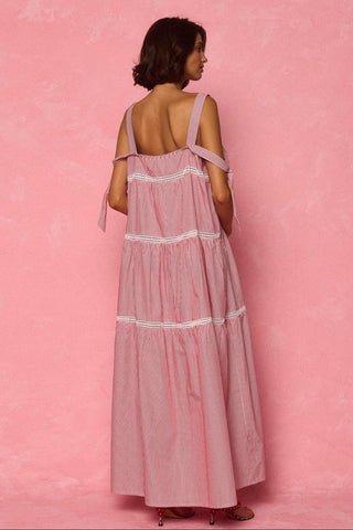 karavan clothing fashion spring summer 26 nai weekendwear collection muse dress red stripes