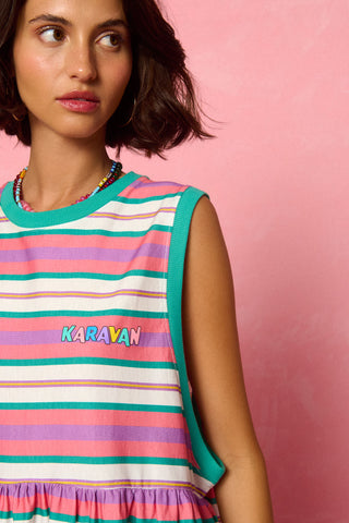 karavan clothing fashion spring summer 26 nai weekendwear collection nadia dress mint purple lines