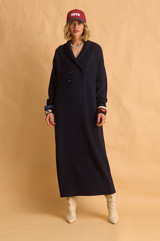 karavan clothing fashion fall winter 25 homecoming krvn collection naoko knitted dress dark blue