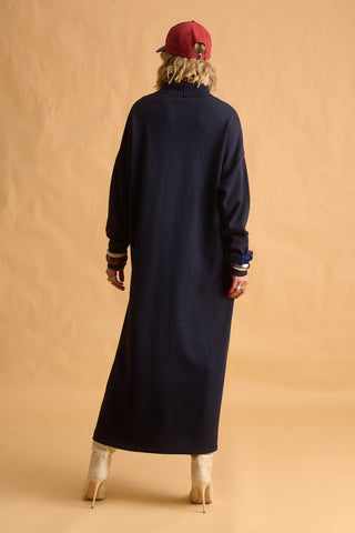 karavan clothing fashion fall winter 25 homecoming krvn collection naoko knitted dress dark blue