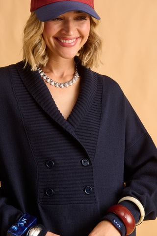 karavan clothing fashion fall winter 25 homecoming krvn collection naoko knitted dress dark blue