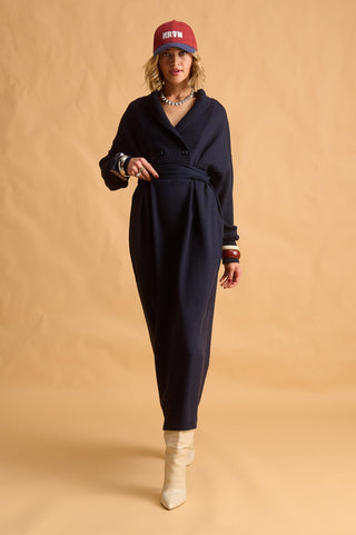 karavan clothing fashion fall winter 25 homecoming krvn collection naoko knitted dress dark blue