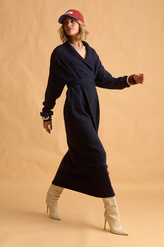 karavan clothing fashion fall winter 25 homecoming krvn collection naoko knitted dress dark blue