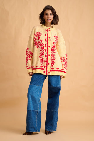 karavan clothing fashion fall winter 25 homecoming collection neville knitted cardigan lemon