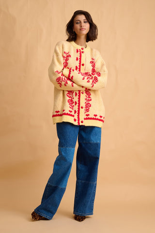 karavan clothing fashion fall winter 25 homecoming collection neville knitted cardigan lemon