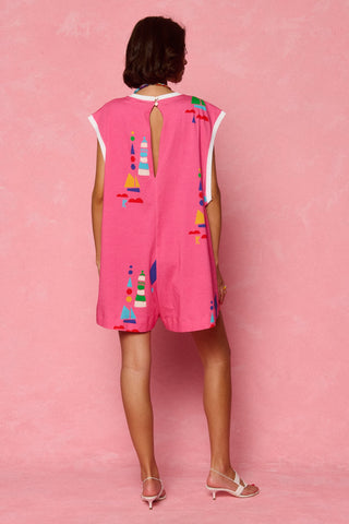 karavan clothing fashion spring summer 26 nai weekendwear collection nina shorts jumpsuit pink lighthouse
