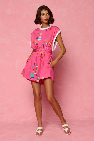 karavan clothing fashion spring summer 26 nai weekendwear collection nina shorts jumpsuit pink lighthouse