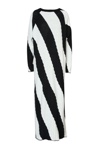 karavan clothing fashion fall winter 25 homecoming collection nisha knitted dress black white stripes