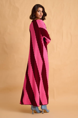 karavan clothing fashion fall winter 25 homecoming collection casey knitted dress pink red stripes