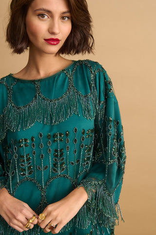 karavan clothing fashion KRVN well i did fall winter 24 25 christmas edition orabella dress green