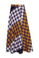karavan fall winter 26' collection brita skirt checked mustard blue ivory