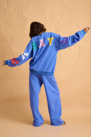 karavan clothing fashion fall winter 25 homecoming collection pam crewneck sweatshirt blue