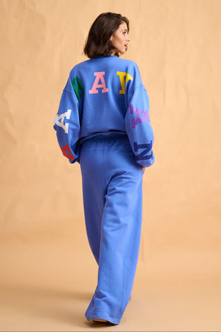 karavan clothing fashion fall winter 25 homecoming collection pam crewneck sweatshirt blue