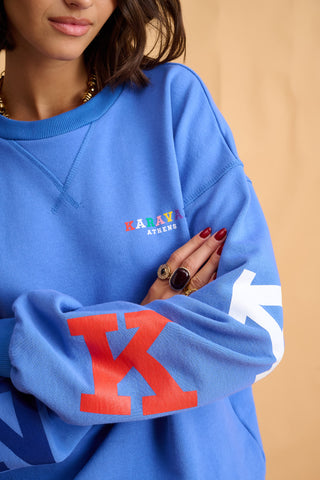 karavan clothing fashion fall winter 25 homecoming collection pam crewneck sweatshirt blue