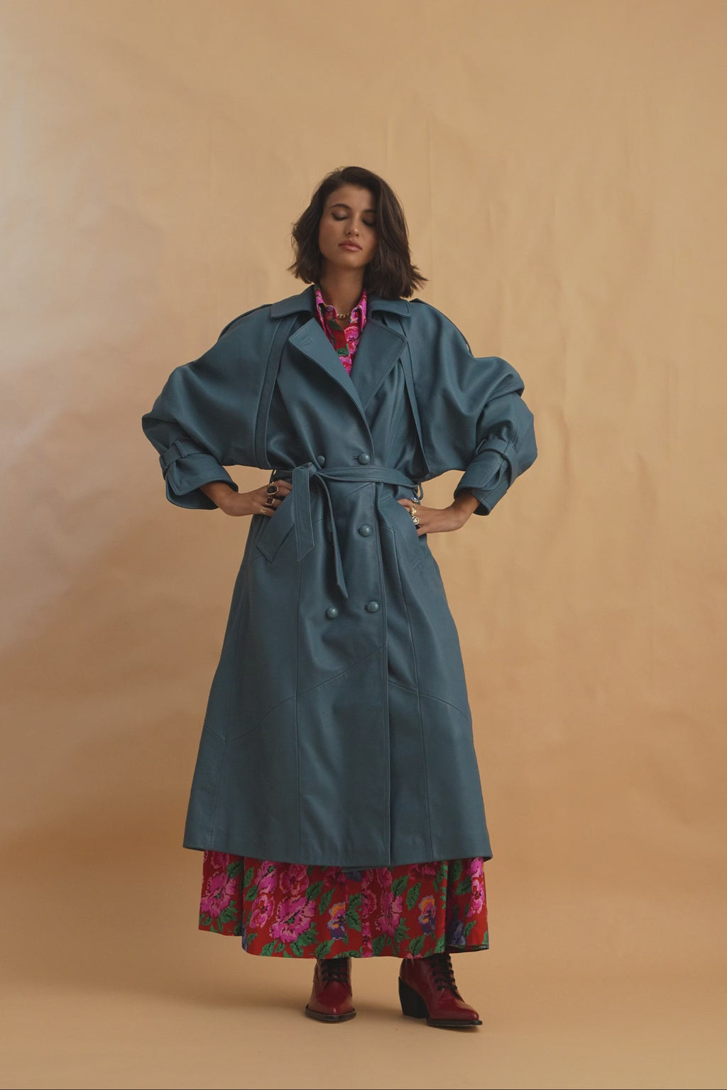 karavan clothing fashion fall winter 25 homecoming collection marlon coat leather blue