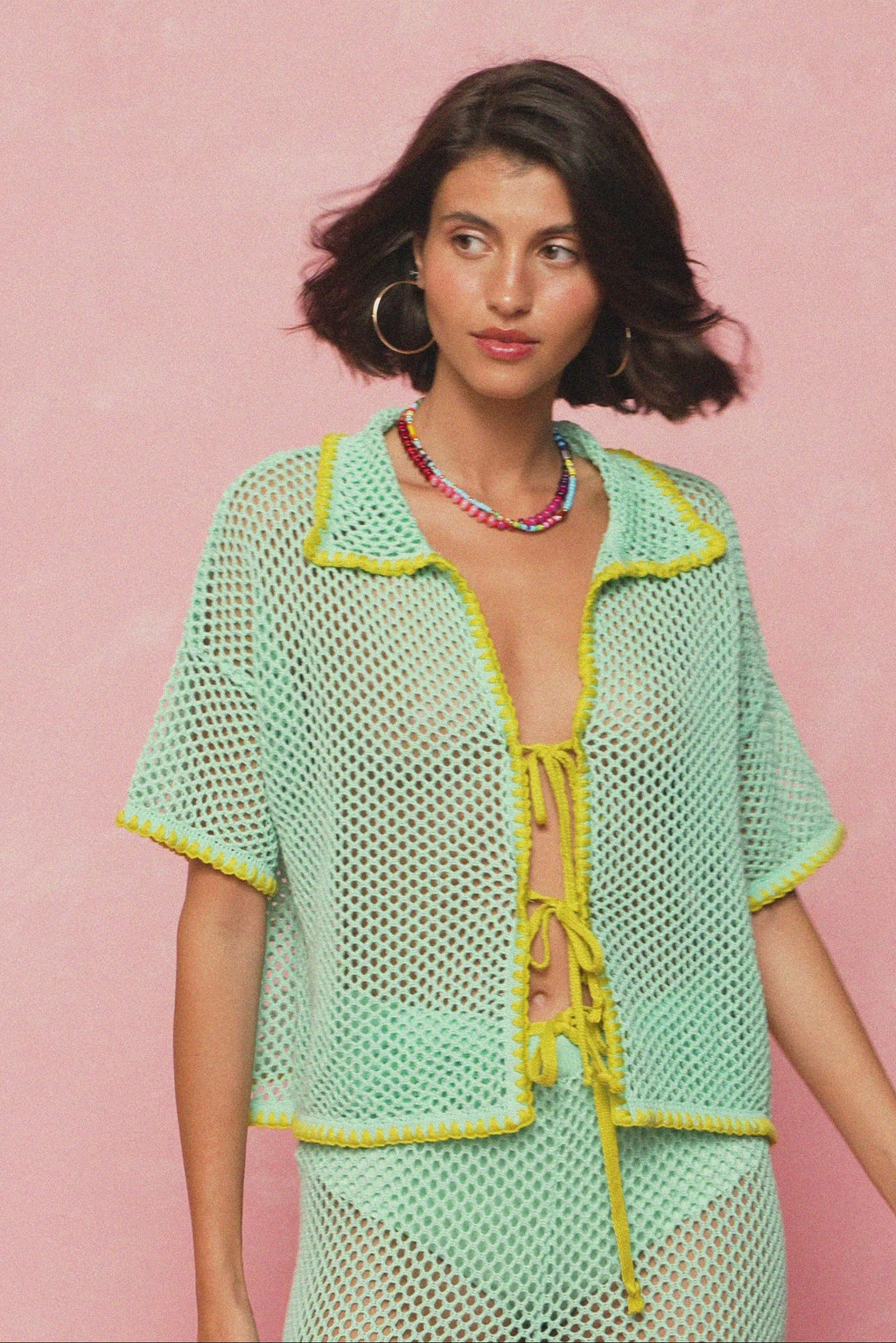 karavan clothing fashion spring summer 26 nai weekendwear collection smaragda knitted top lime aqua