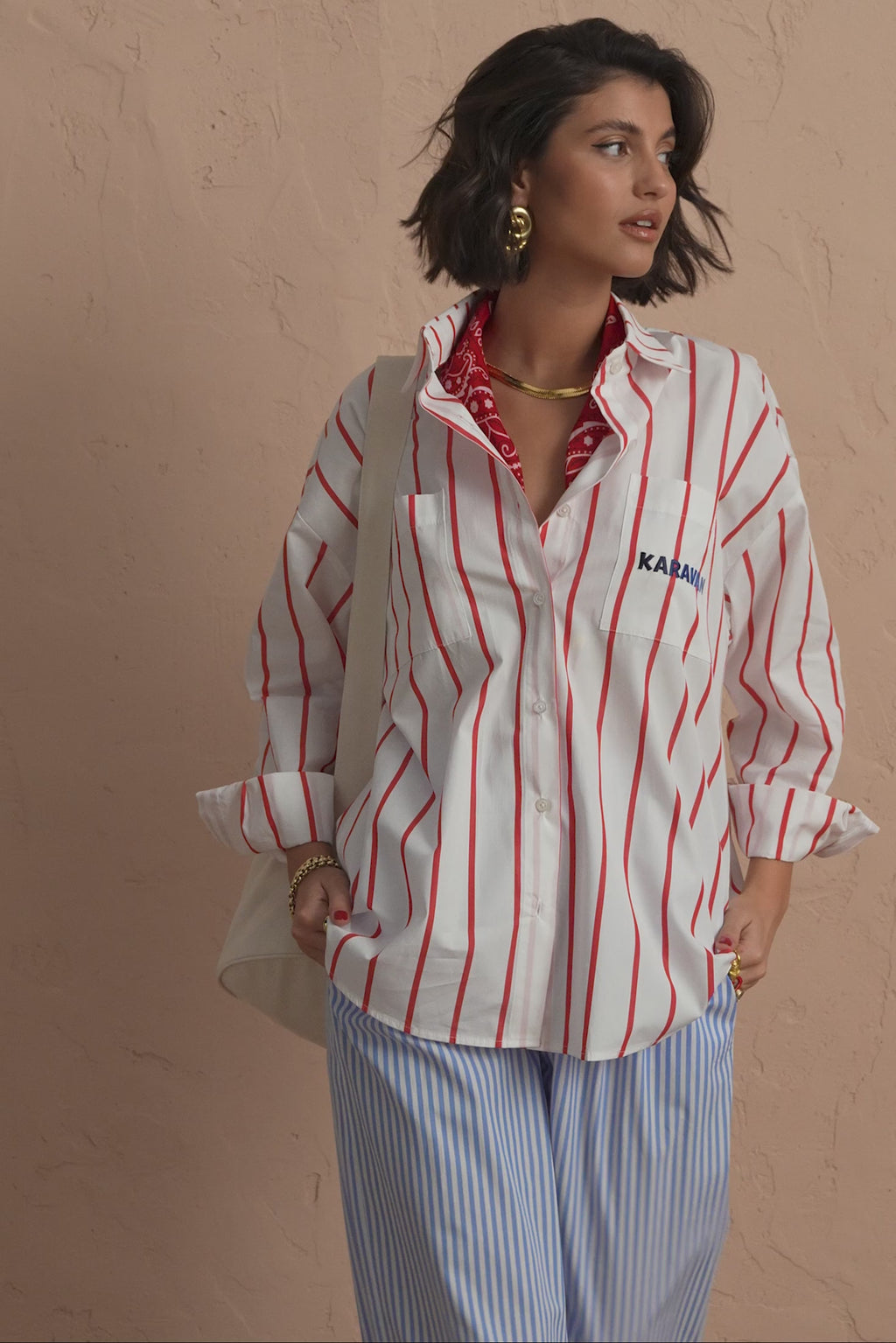 karavan clothing fashion spring summer 25 jerry shirt white red stripes