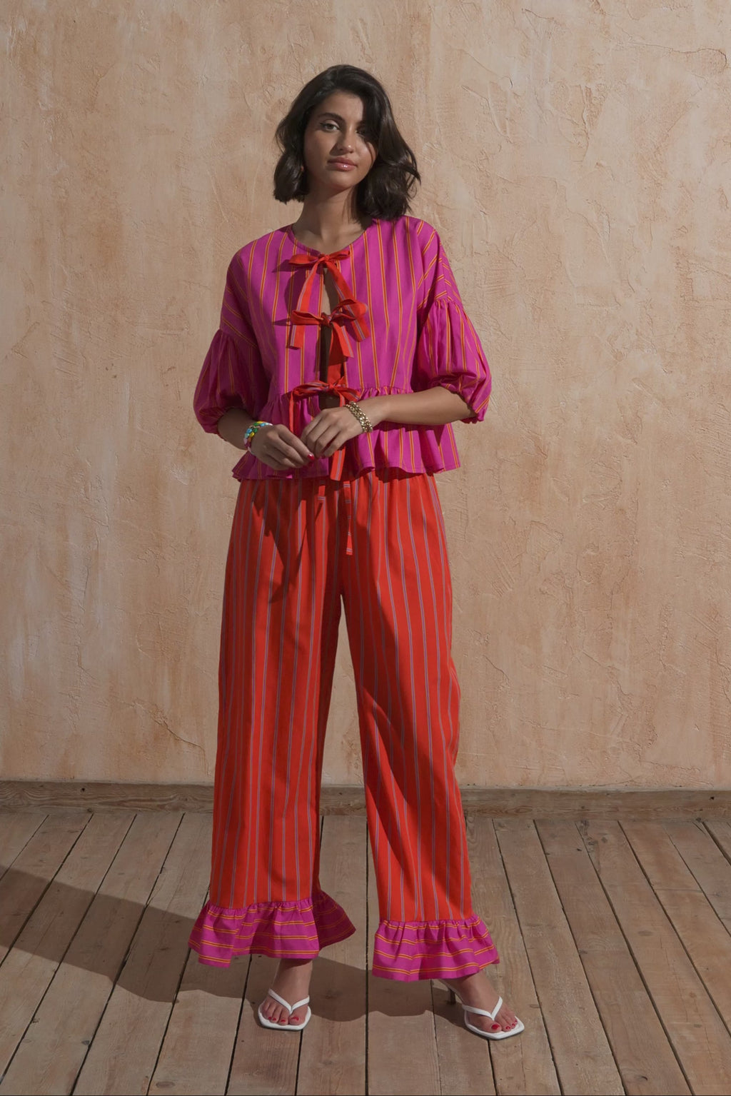karavan clothing fashion spring summer 25 weekendwear esther top pink red stripes