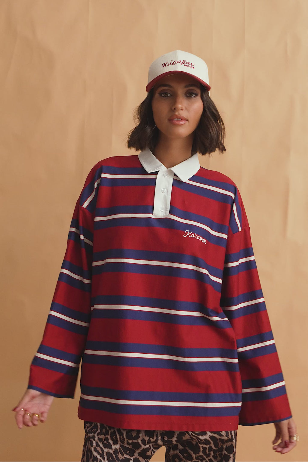 karavan clothing fashion fall winter 25 homecoming collection maji longsleeve blue bordeaux ivory stripes