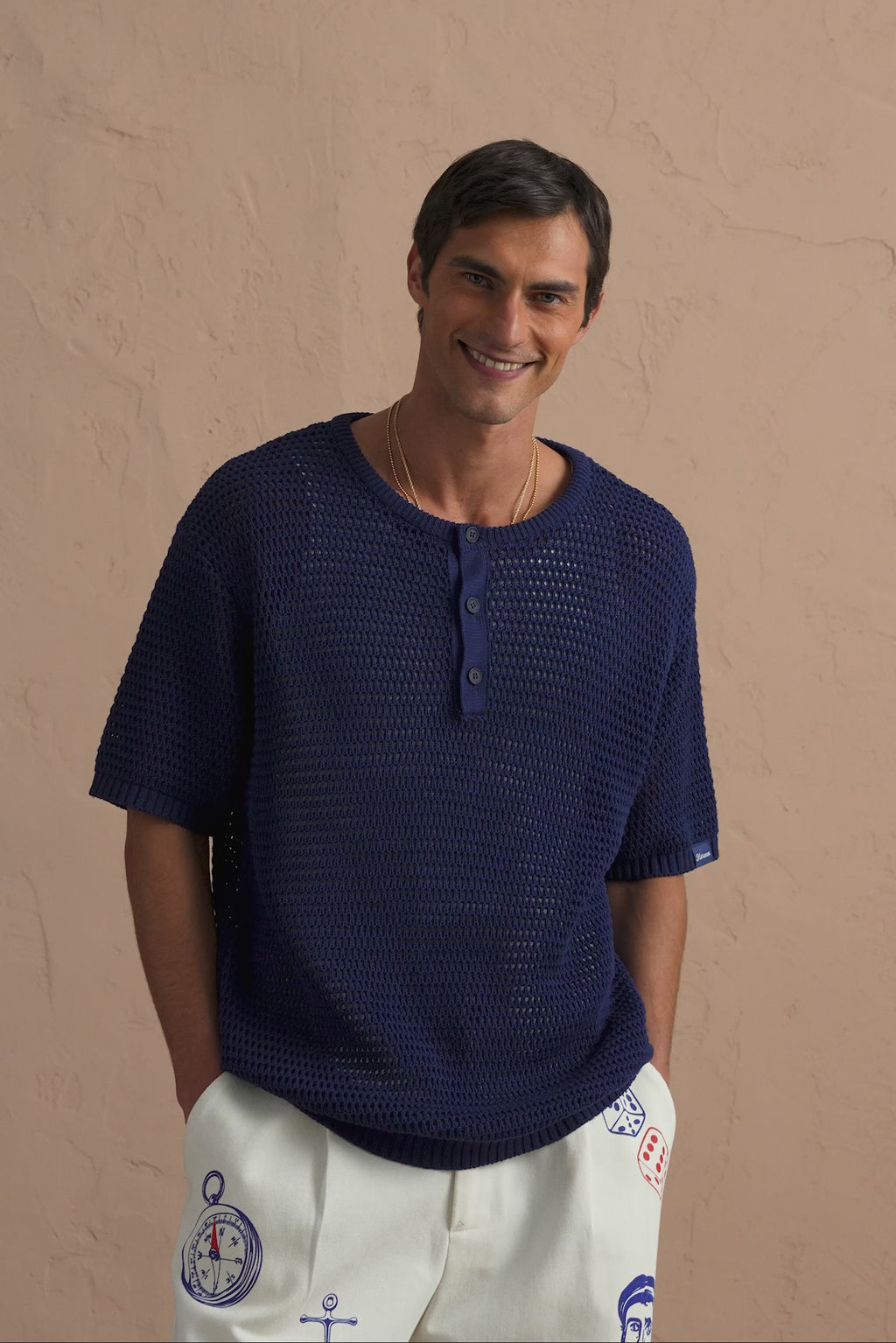 karavan clothing tosa kalokairia spring summer 25 men collection jerome knitted shirt blue