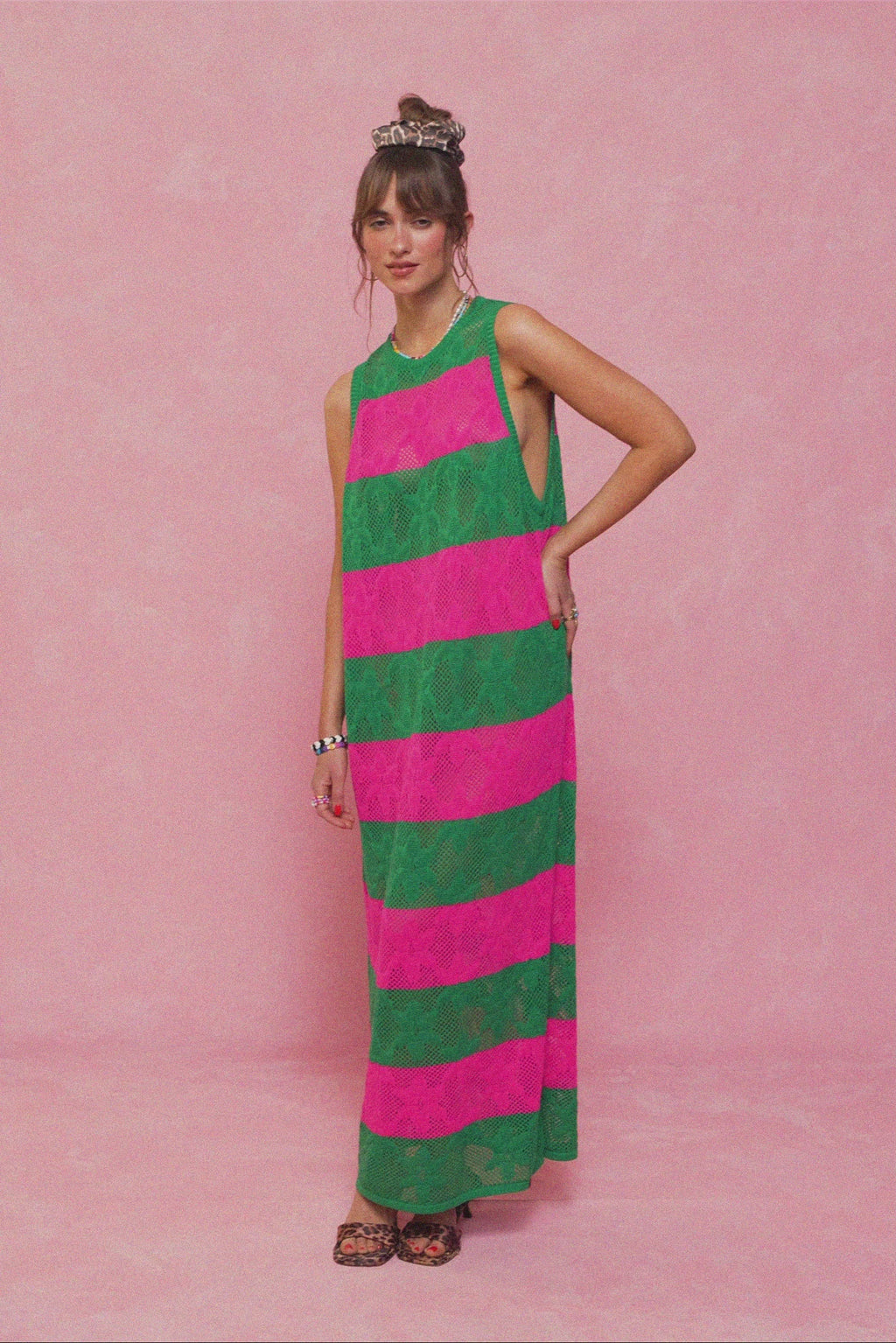 karavan clothing fashion spring summer 26 nai collection sandy knitted dress green magenta