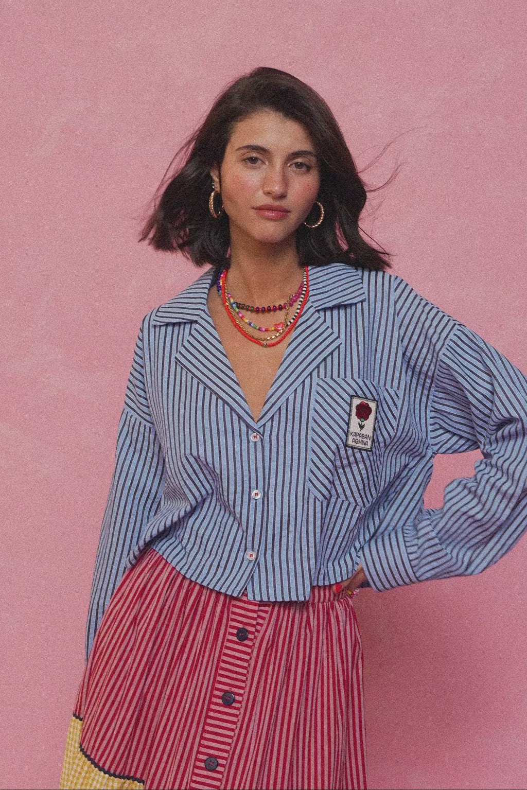 karavan clothing fashion spring summer 26 nai collection giovanna shirt blue stripes