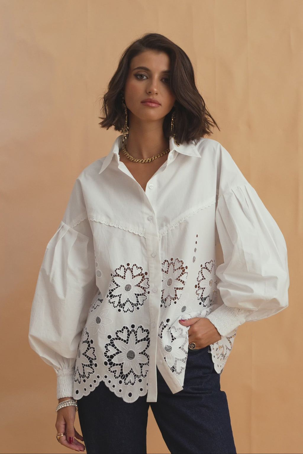 karavan clothing fashion fall winter 25 homecoming collection daphne shirt white lace